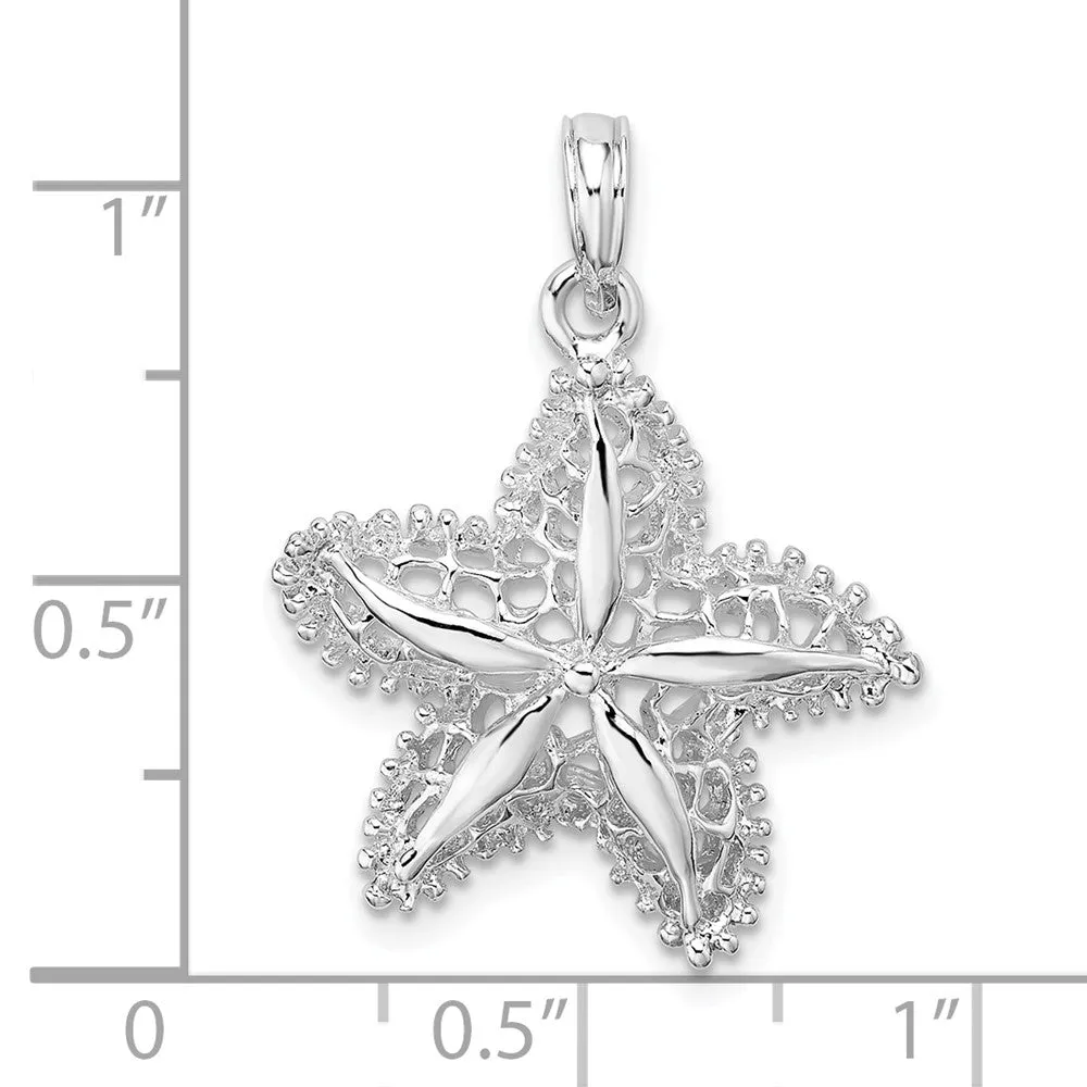 Sterling Silver Polished Cut-out Filigree Starfish Pendant