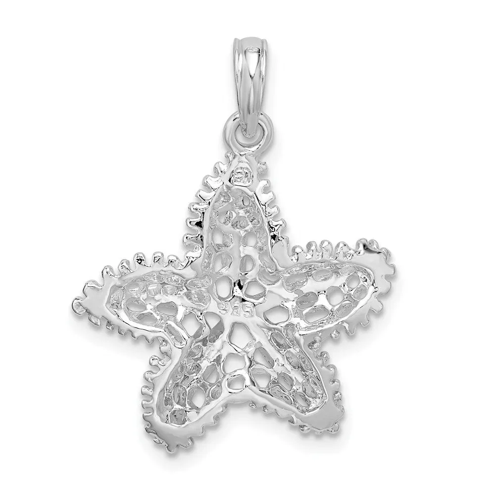 Sterling Silver Polished Cut-out Filigree Starfish Pendant