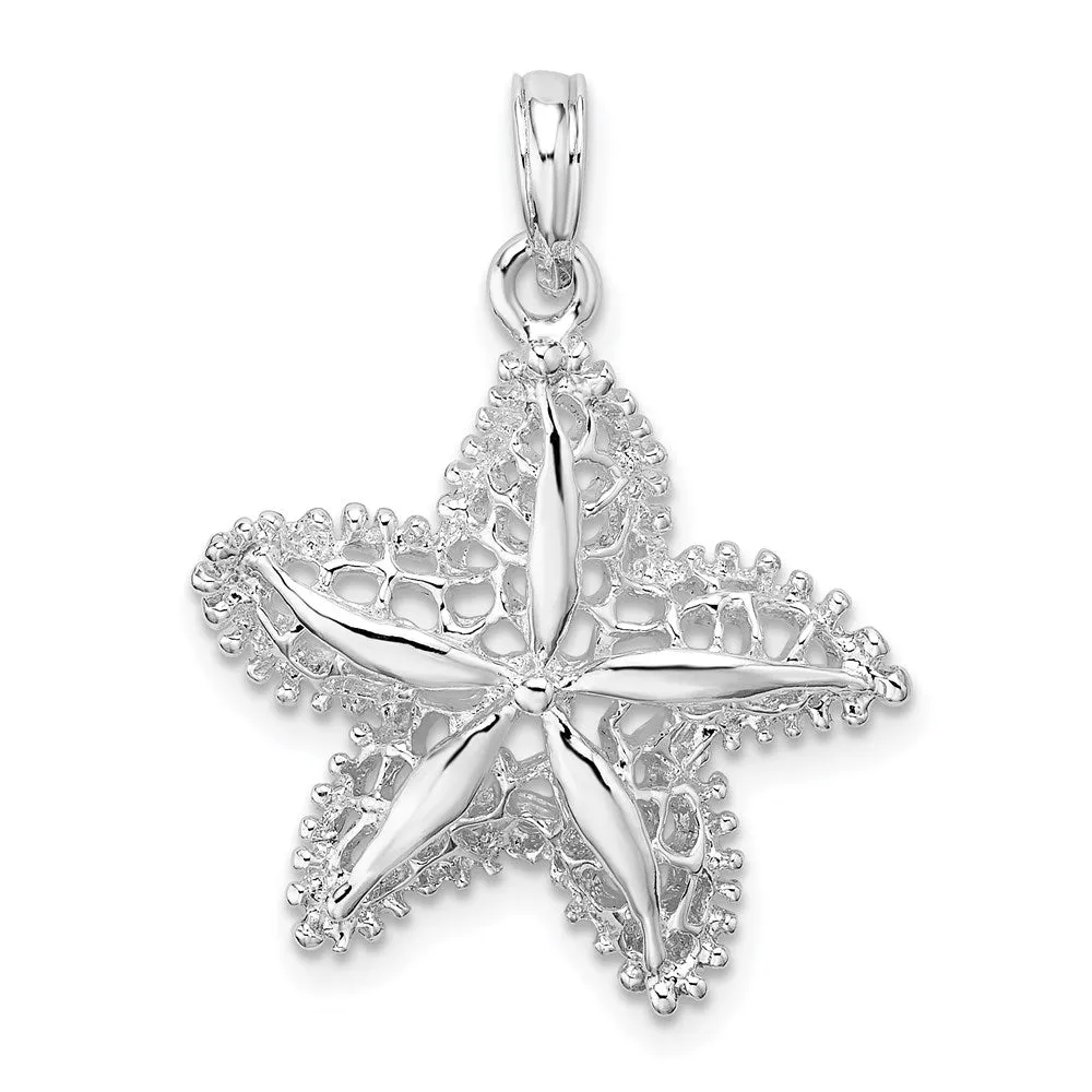 Sterling Silver Polished Cut-out Filigree Starfish Pendant
