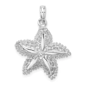 Sterling Silver Polished Cut-out Filigree Starfish Pendant