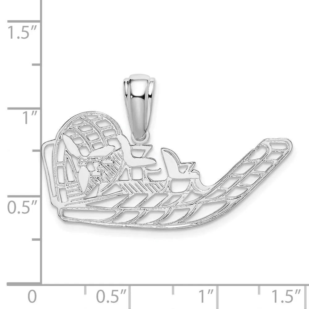 Sterling Silver Polished Cut-out Flat Airboat Pendant