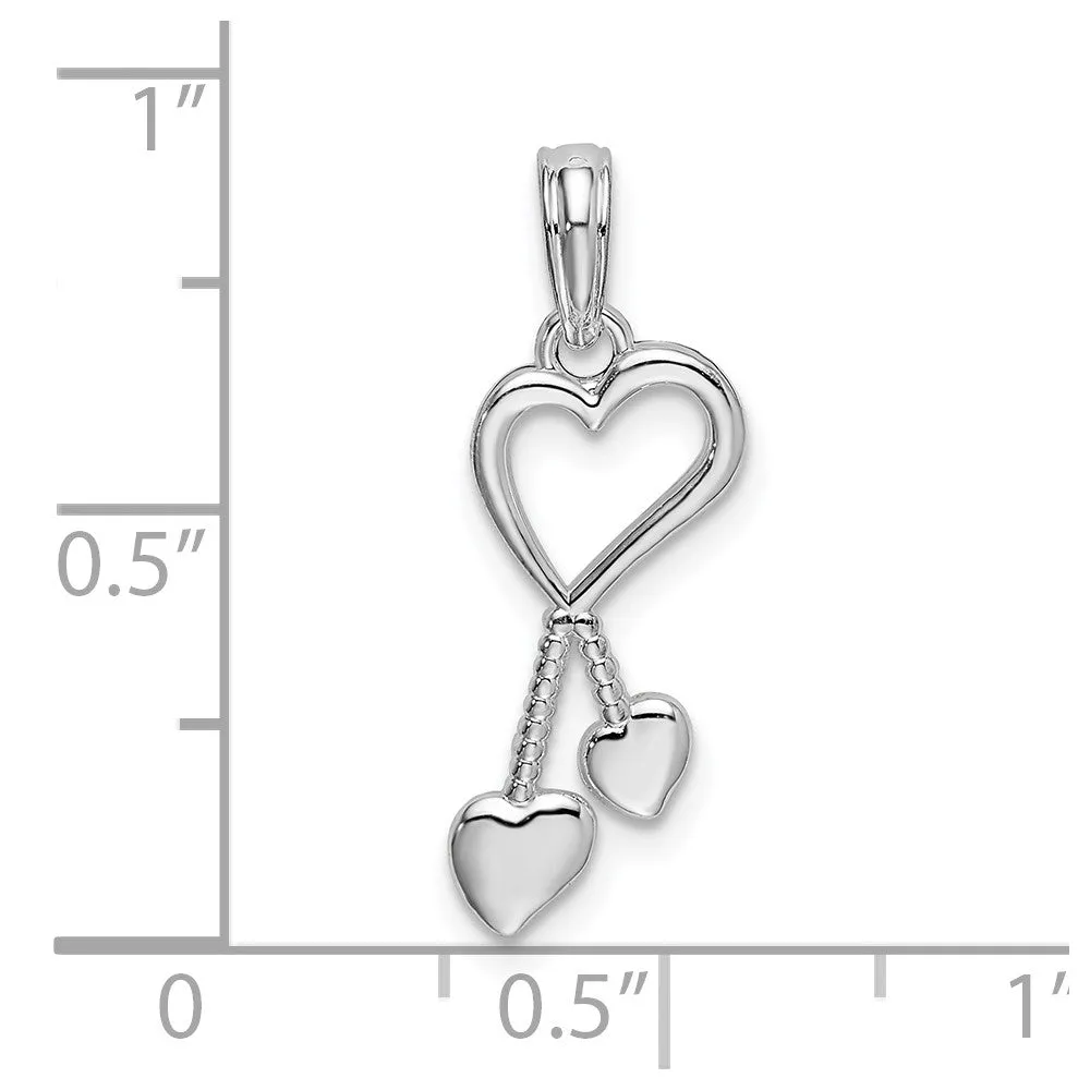 Sterling Silver Polished Cut-out Heart w/Tassel Pendant