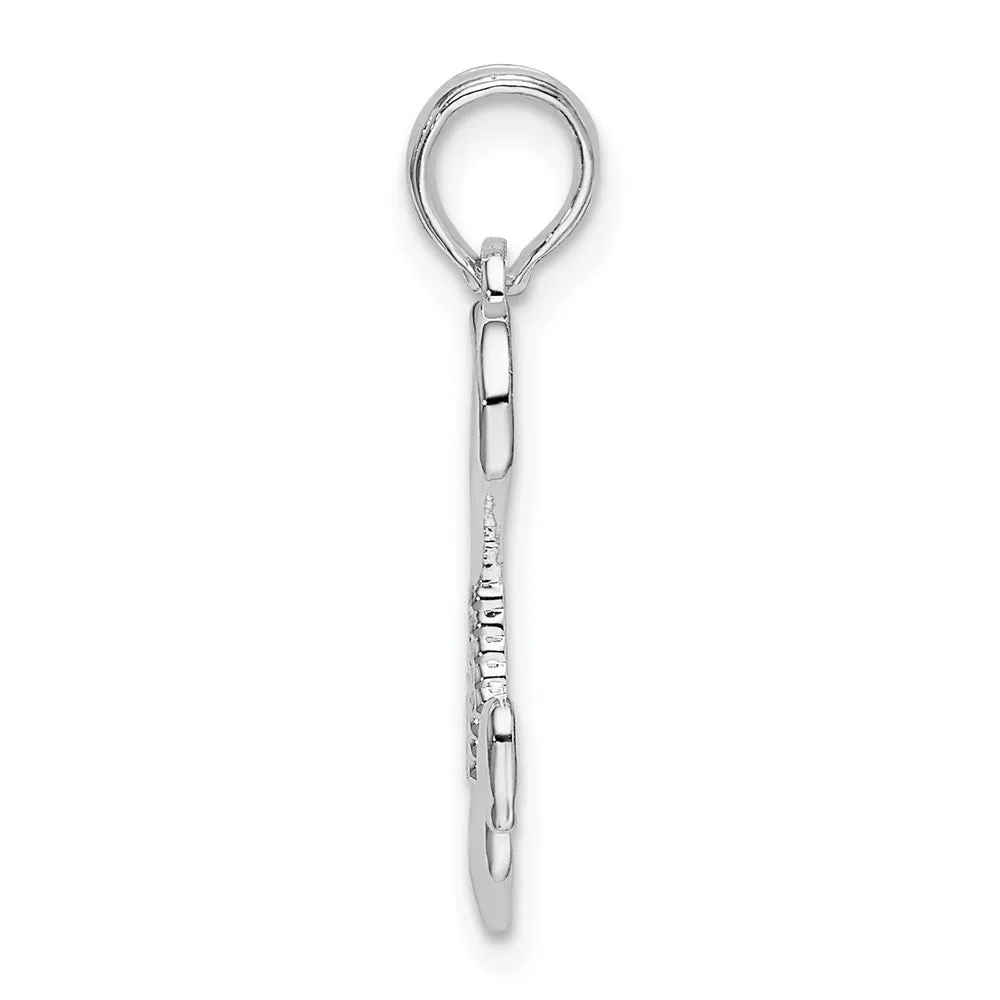 Sterling Silver Polished Cut-out Heart w/Tassel Pendant