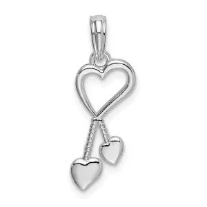 Sterling Silver Polished Cut-out Heart w/Tassel Pendant