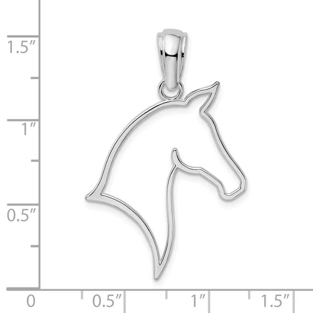 Sterling Silver Polished Cut-out Horse Head Pendant