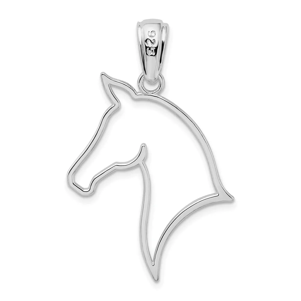 Sterling Silver Polished Cut-out Horse Head Pendant