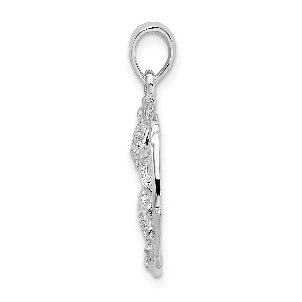 Sterling Silver Polished Cut-out Shell Cluster Pendant