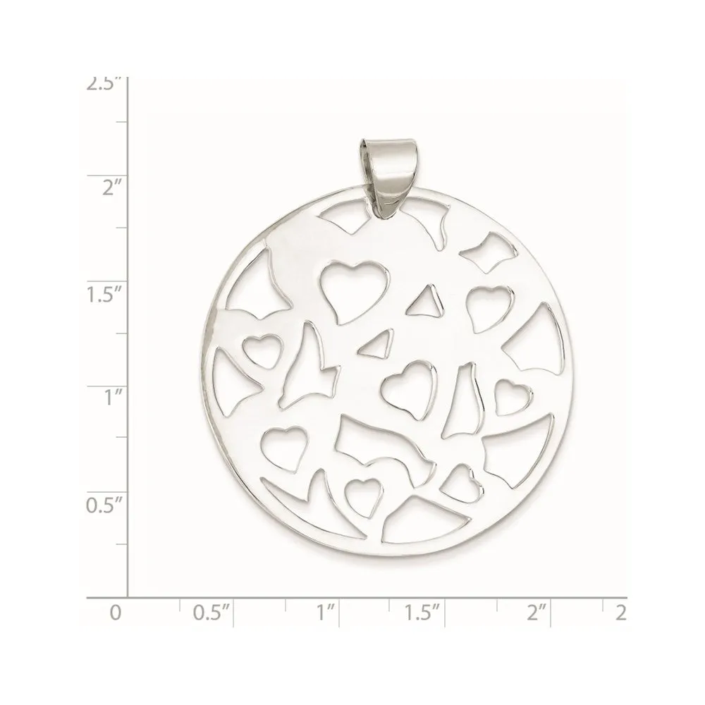 Sterling Silver Round Cut-Out Hearts Pendant