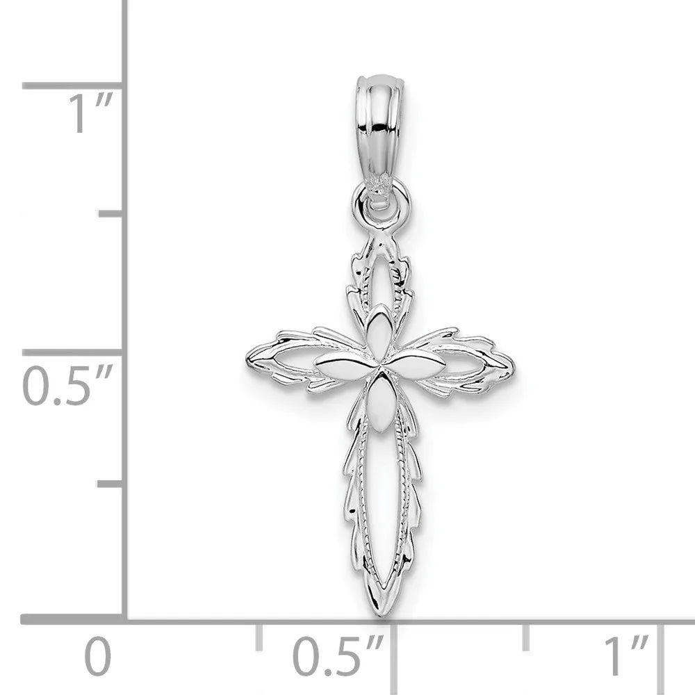Sterling Silver Scalloped Edge Cut-out Cross Pendant
