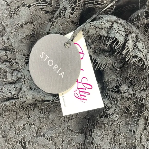 STORIA Pink Lily Boutique I’ll Shine For You Black Lace Dress • NWT | Medium