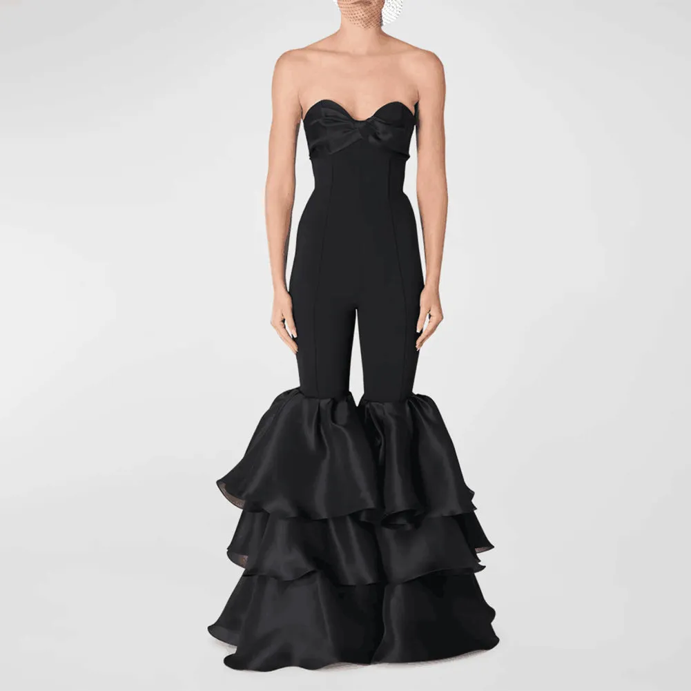 Strapless Bell Bottoms Bandage Jumpsuit HL9356