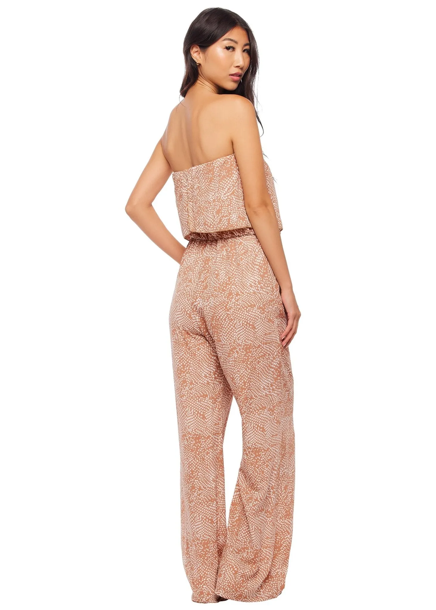 Strapless Jumpsuit - Nude Print