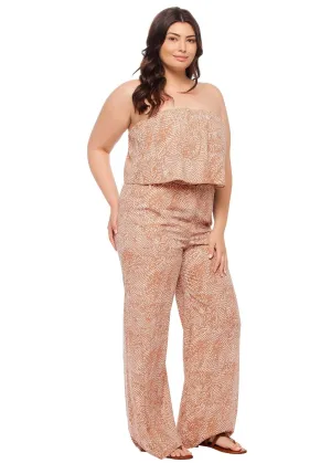 Strapless Jumpsuit - Nude Print