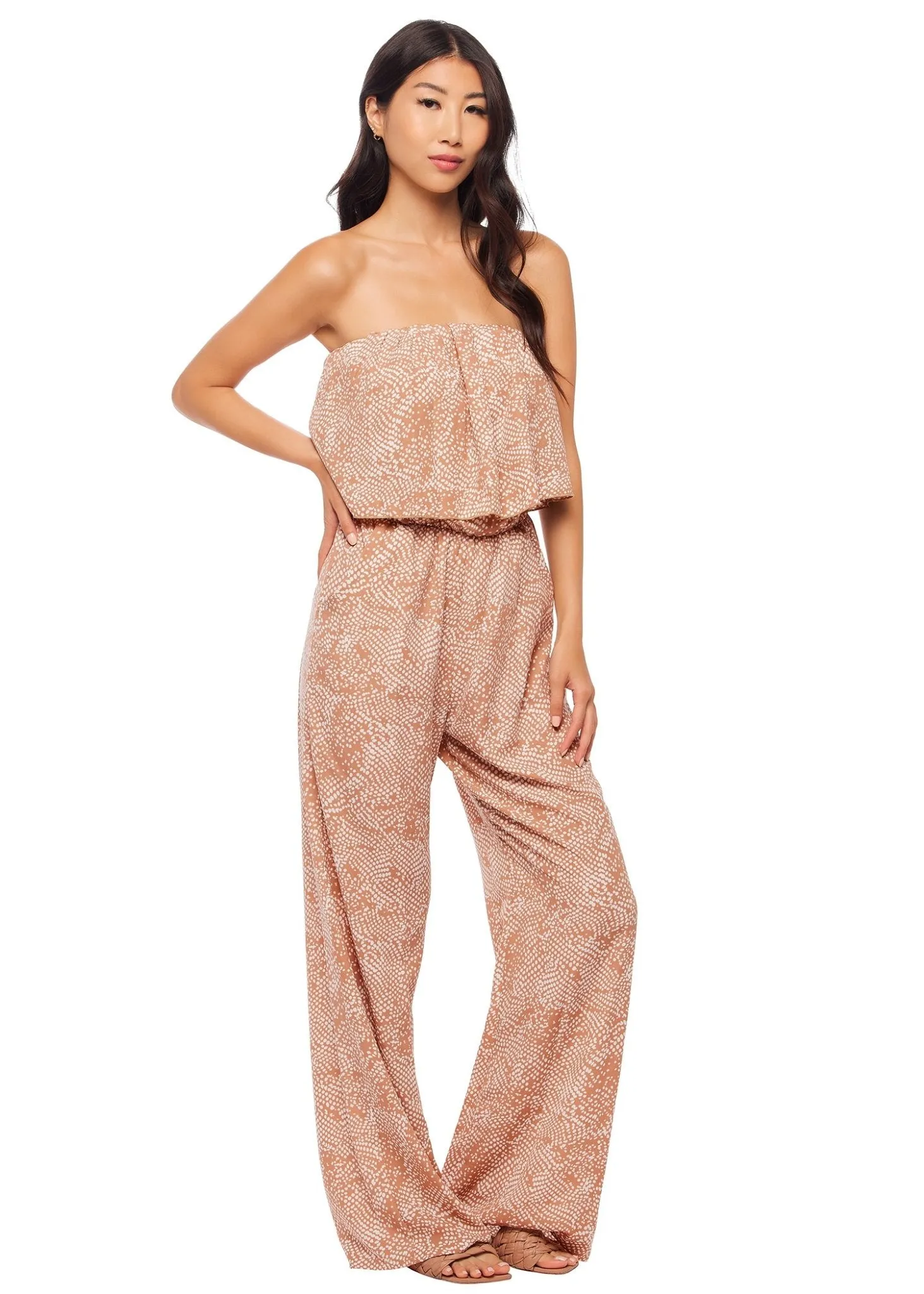 Strapless Jumpsuit - Nude Print