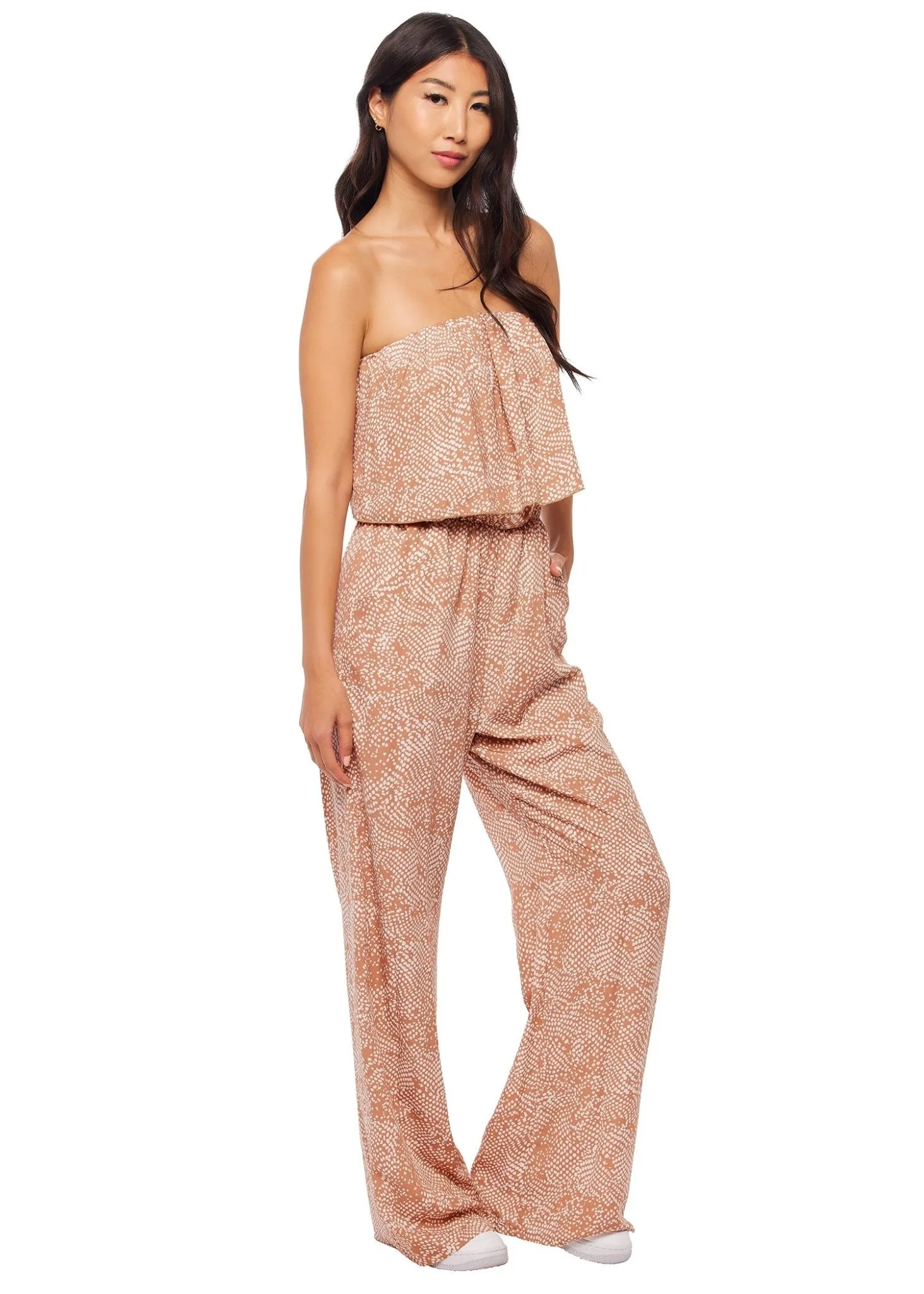 Strapless Jumpsuit - Nude Print