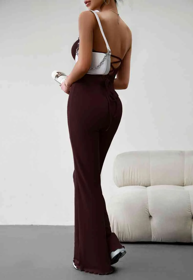 Strapless Lace-Up Jumpsuit