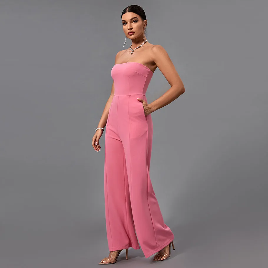 Strapless Plain Bodycon Jumpsuit