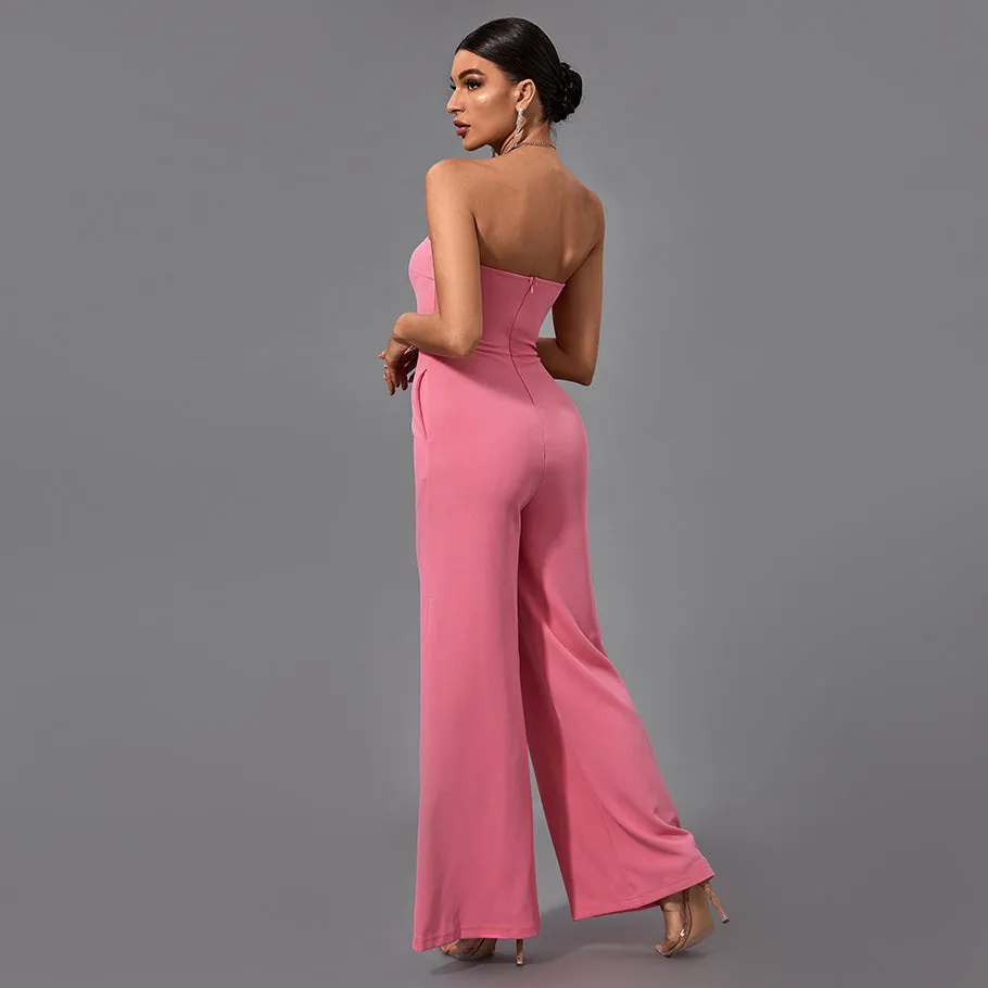 Strapless Plain Bodycon Jumpsuit