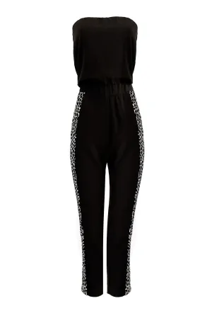 Strapless Reptilian Print Jumpsuit