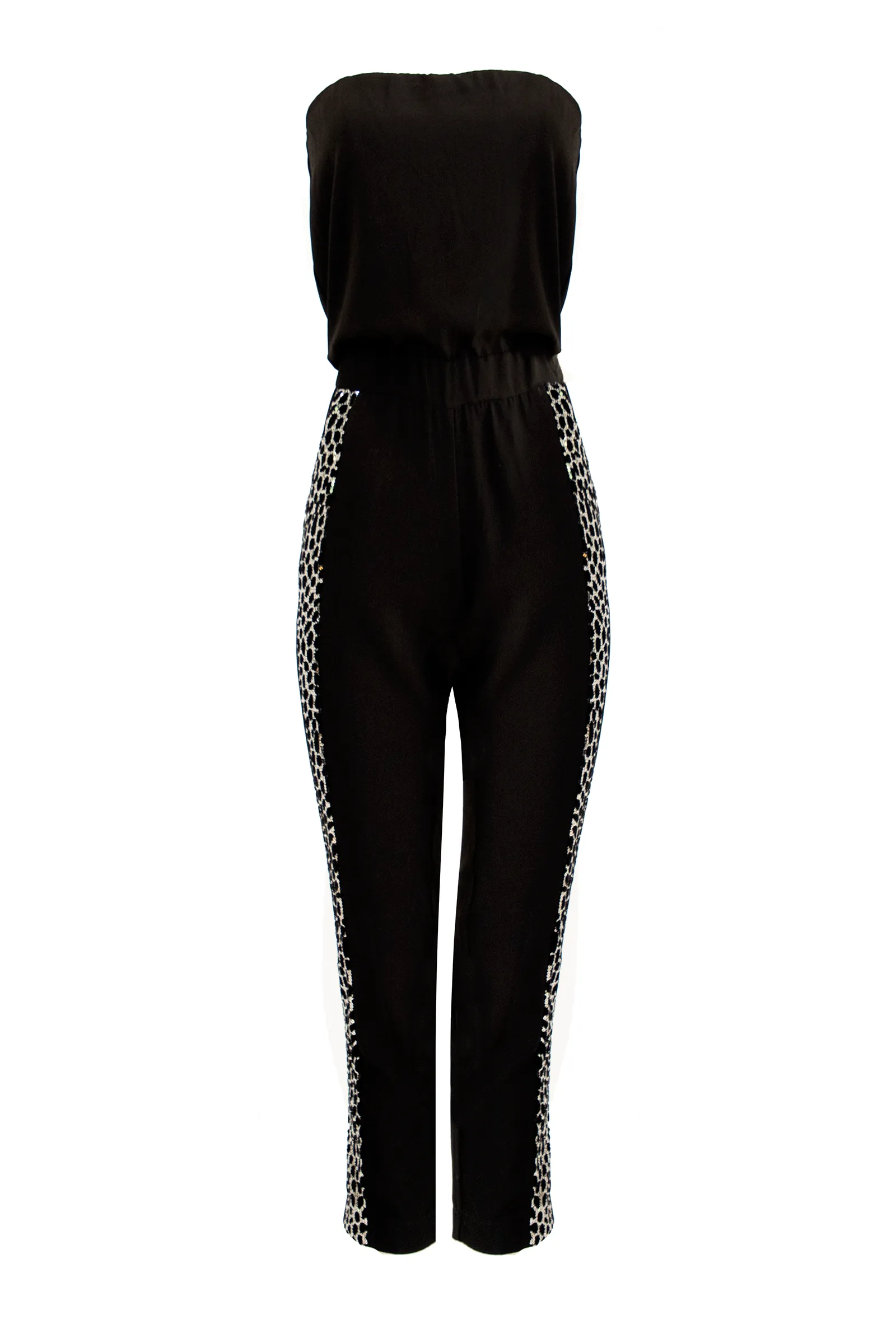 Strapless Reptilian Print Jumpsuit