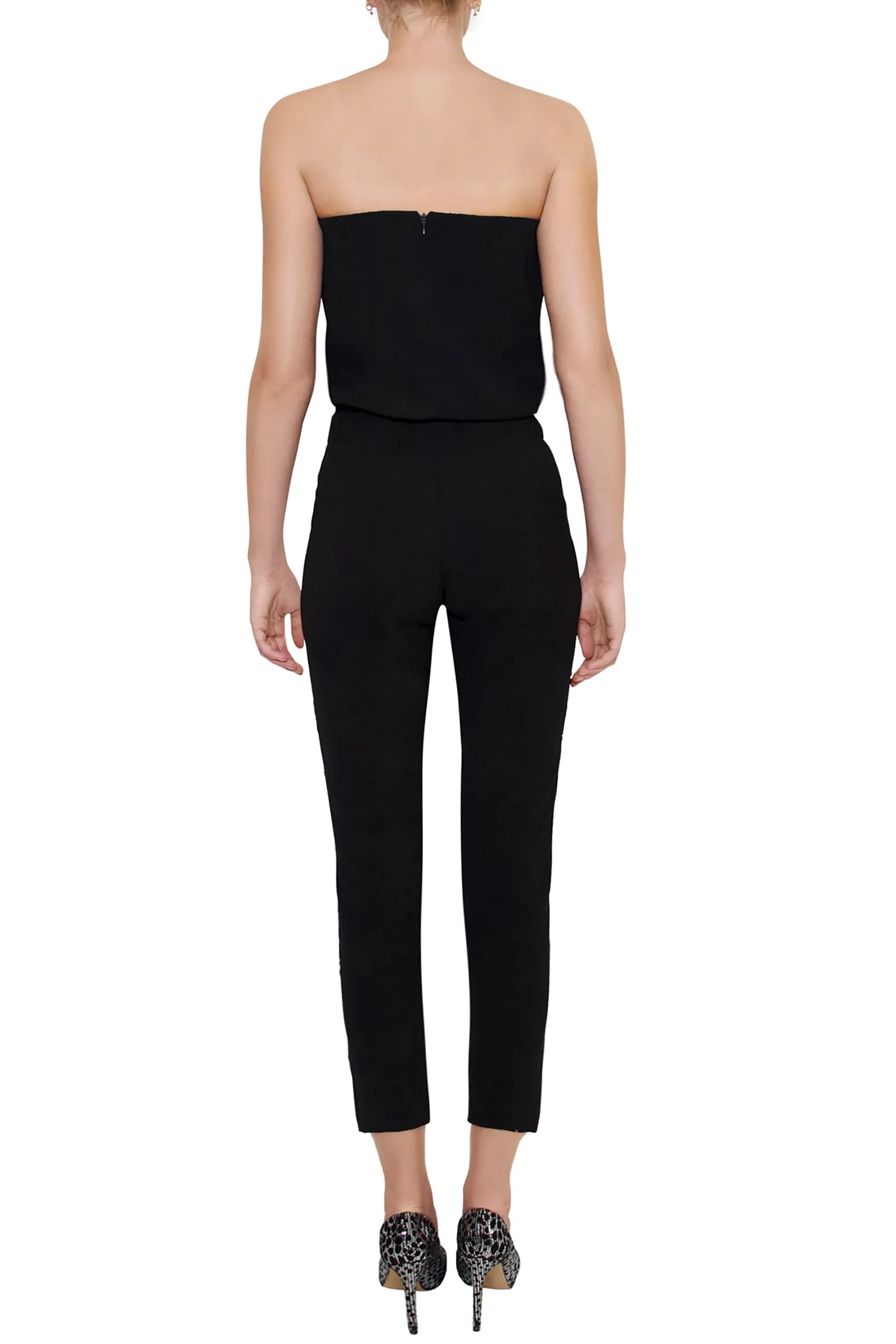 Strapless Reptilian Print Jumpsuit