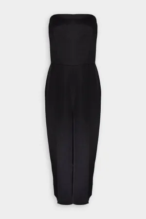 Strapless Satin Jumpsuit in Black