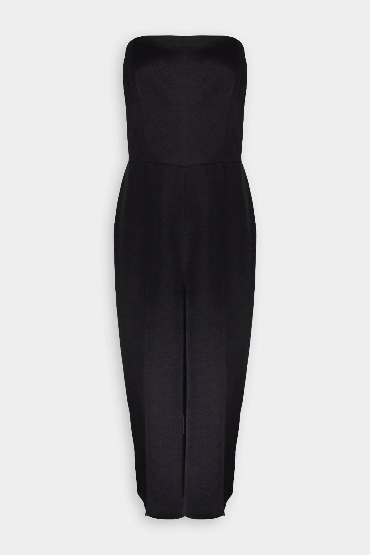 Strapless Satin Jumpsuit in Black