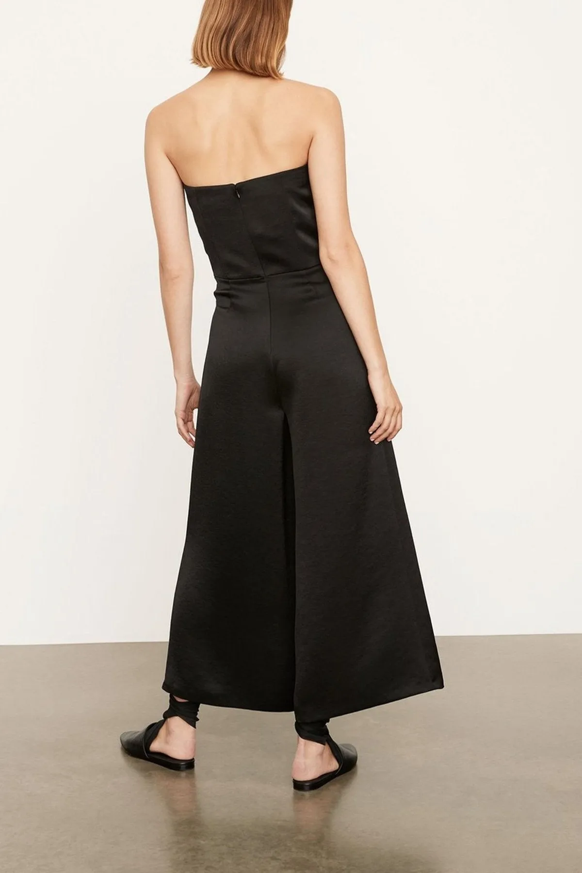 Strapless Satin Jumpsuit in Black