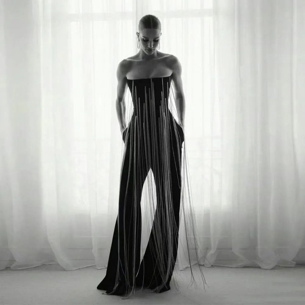 Strapless Sleeveless Chains Jumpsuit KLYF1241