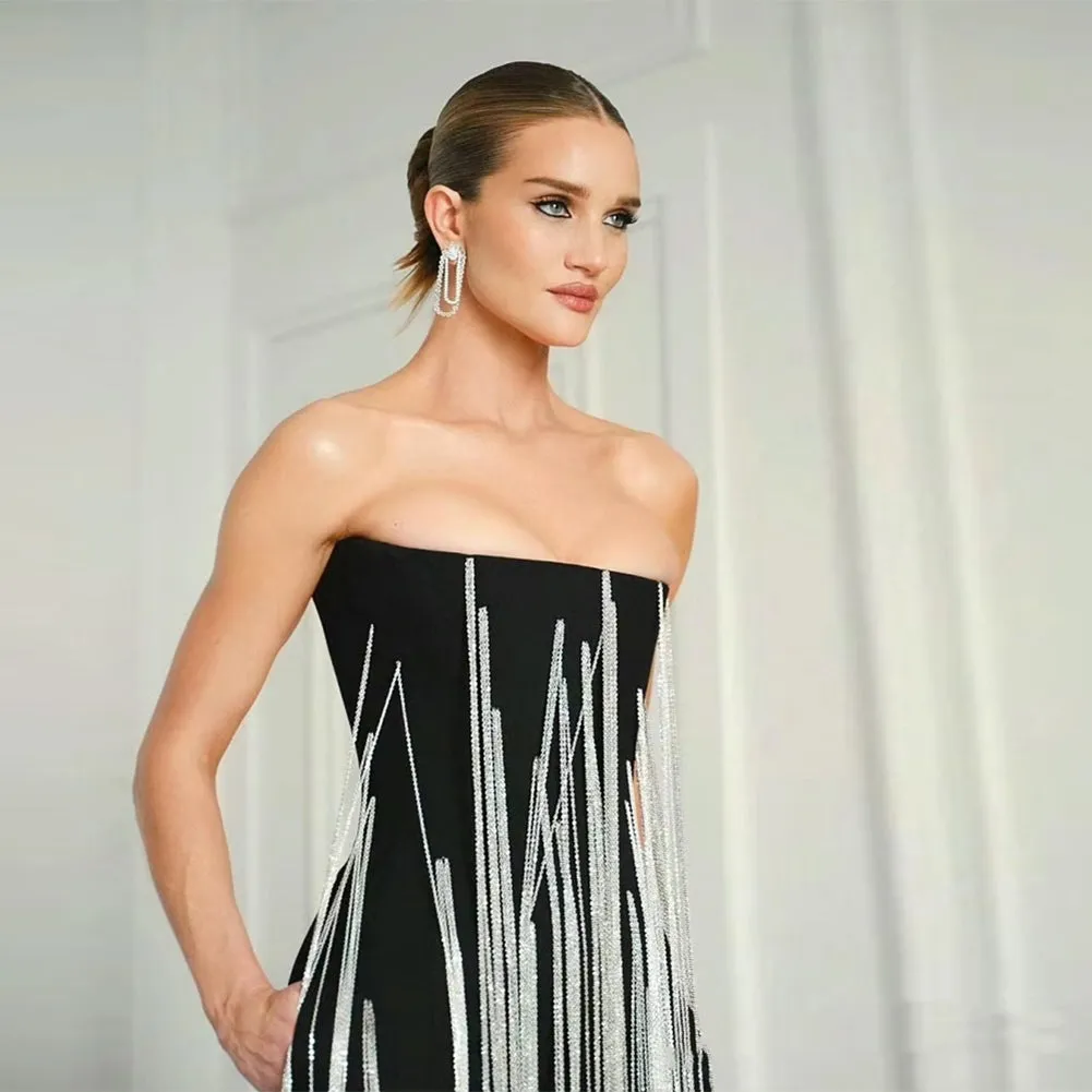 Strapless Sleeveless Chains Jumpsuit KLYF1241