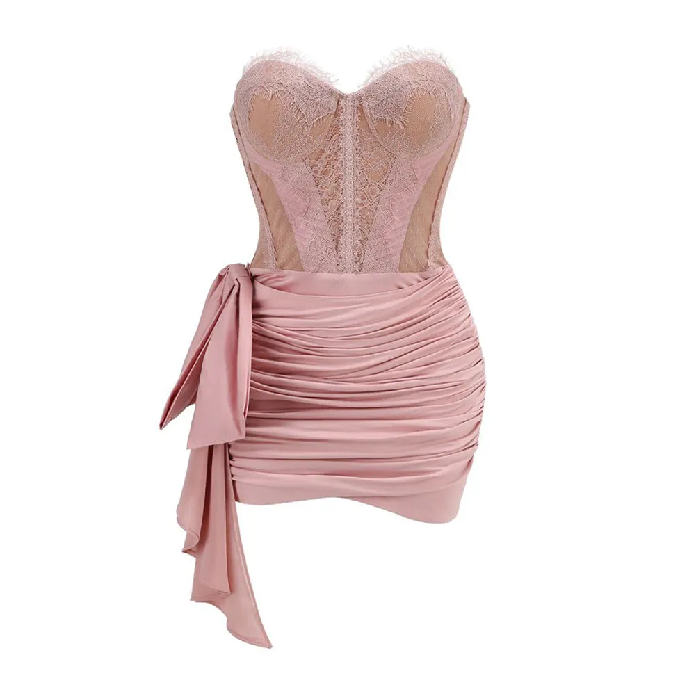 Strapless Sleeveless Lace Mini Dress ZNSBA1145