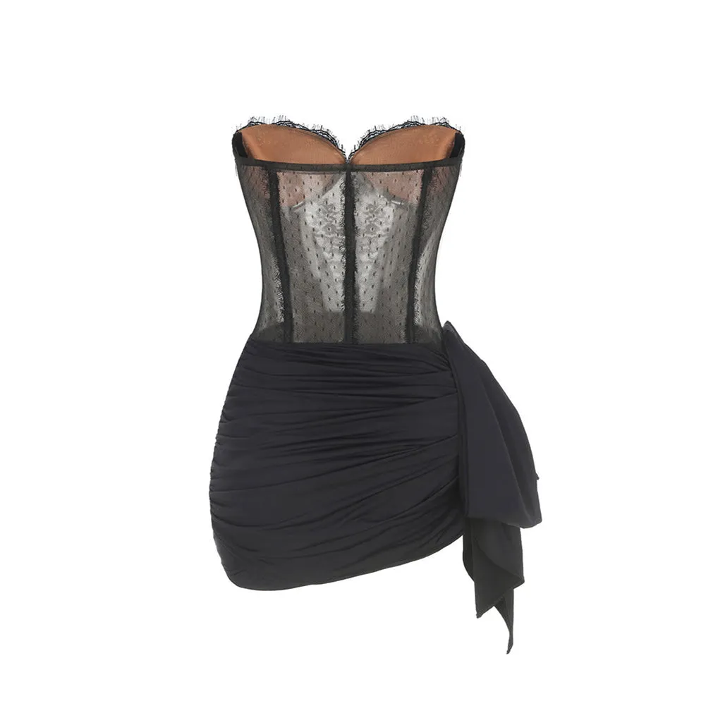 Strapless Sleeveless Lace Mini Dress ZNSBA1145