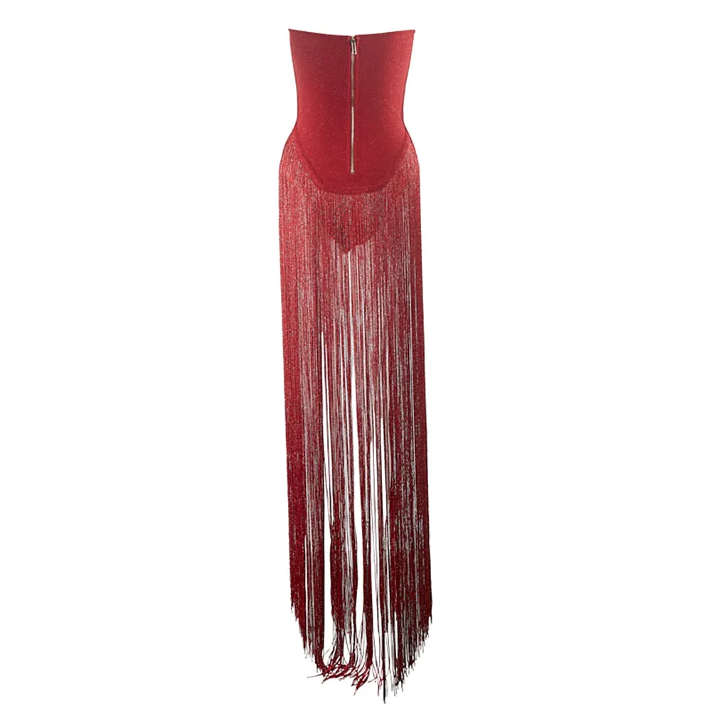 Strapless Sleeveless Tassels Bandage Jumpsuit PZC2631