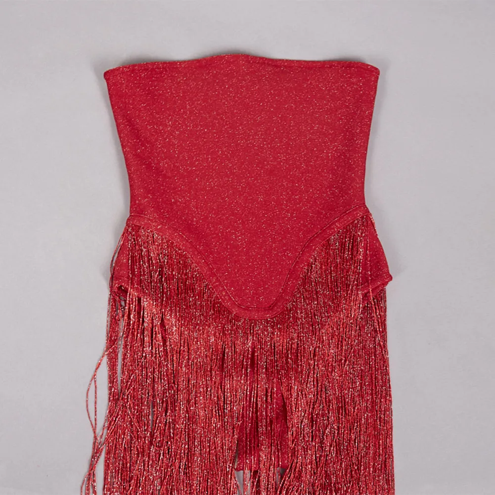 Strapless Sleeveless Tassels Bandage Jumpsuit PZC2631