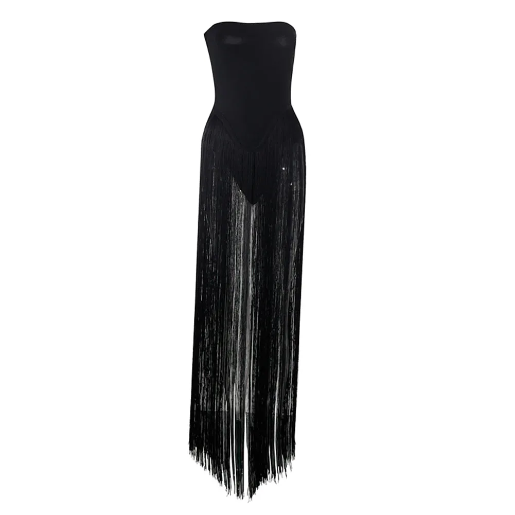 Strapless Sleeveless Tassels Bandage Jumpsuit PZC2631