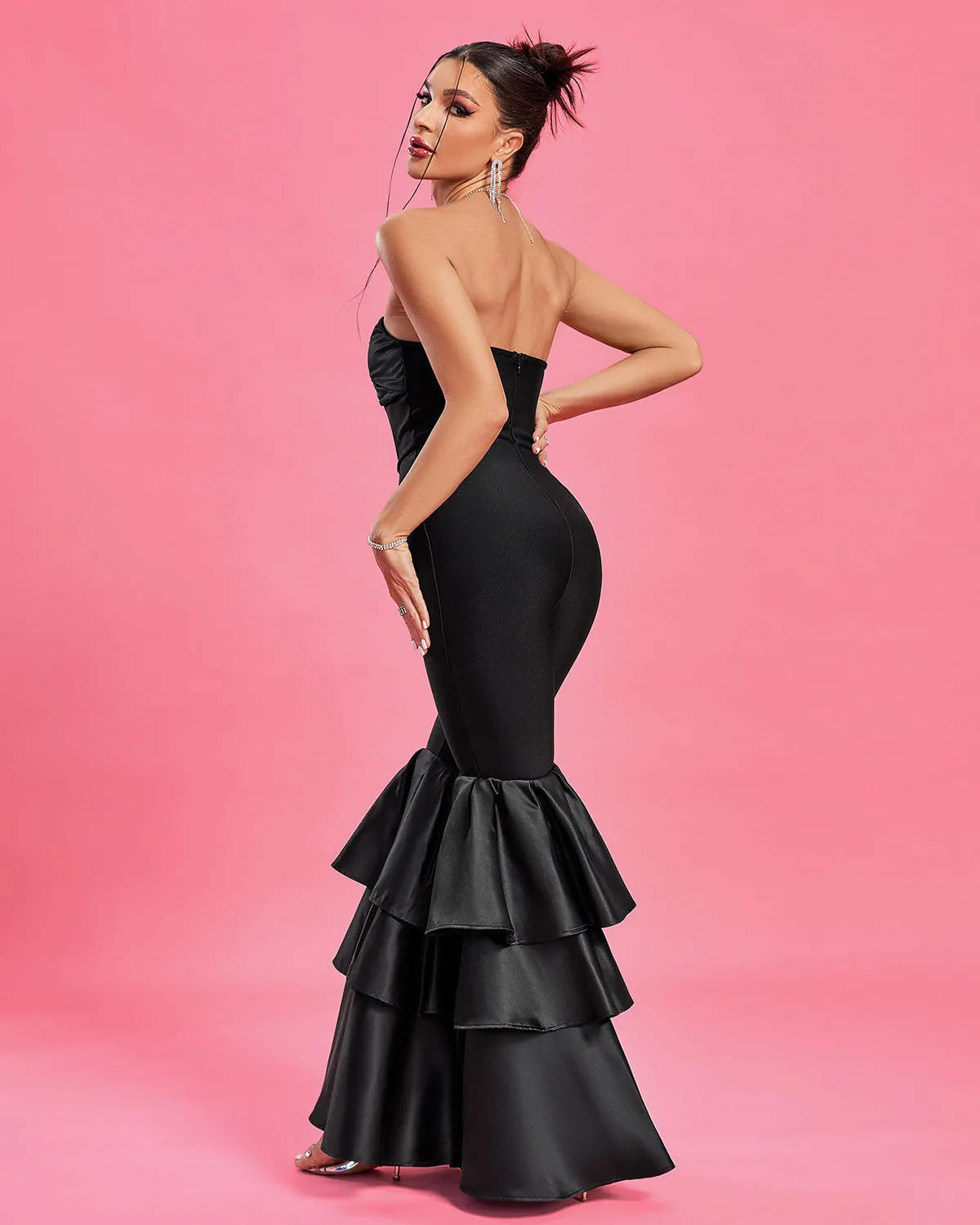 Strapless Tiered Ruffle Hem Jumpsuit
