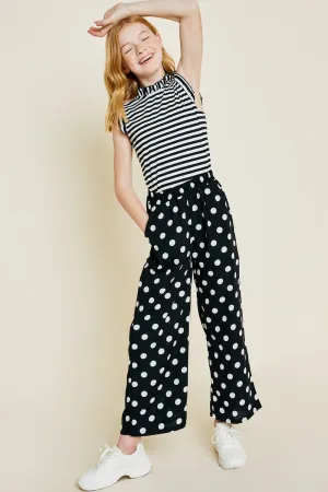 Stripe Ruffle Mock Neck Tank Top