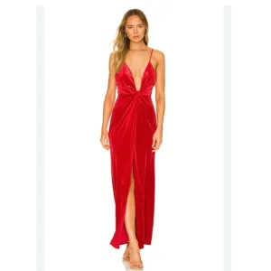Superdown Aurora Deep V Maxi Dress Size XS