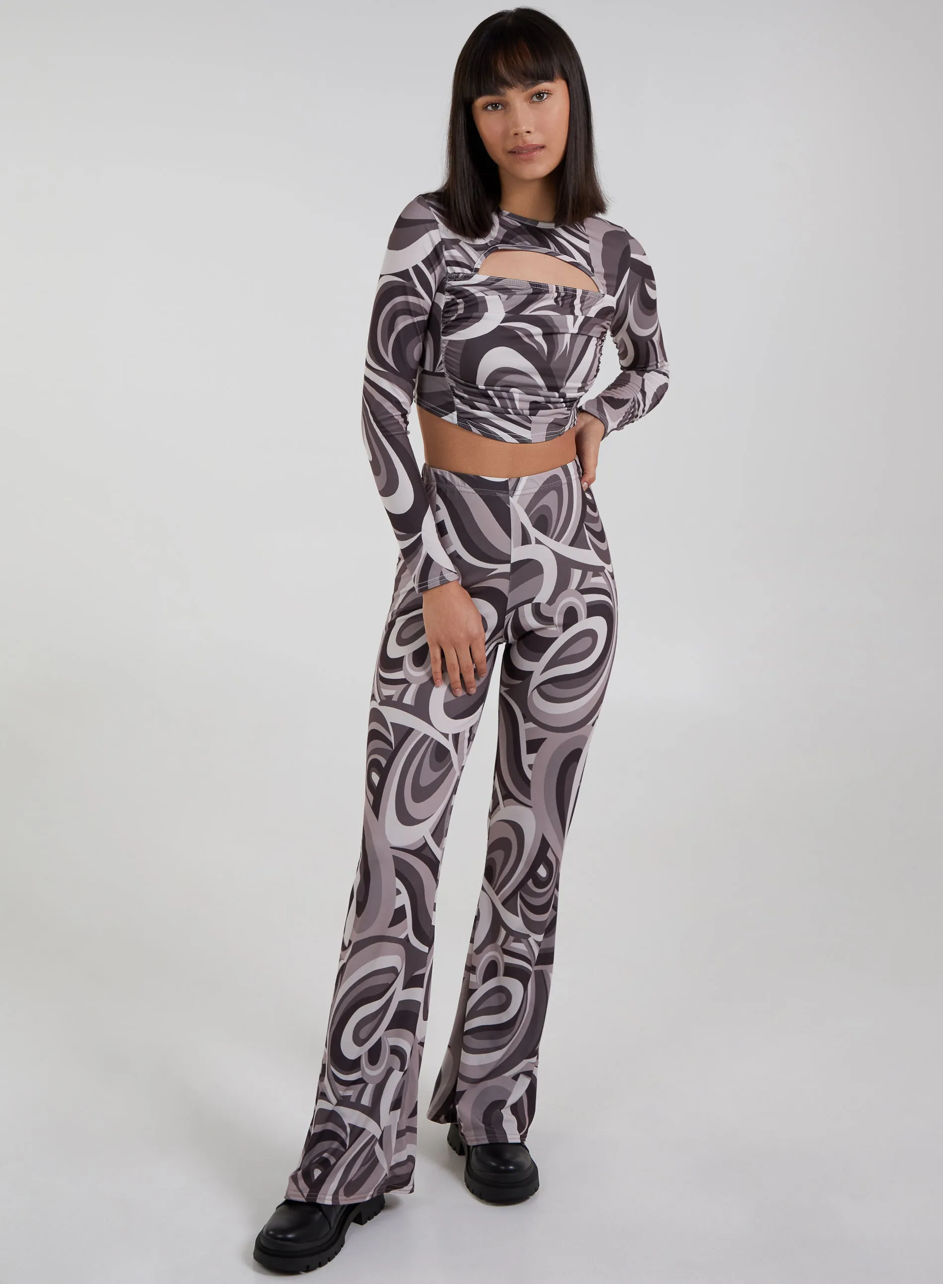 Swirl Print Cut Out Top