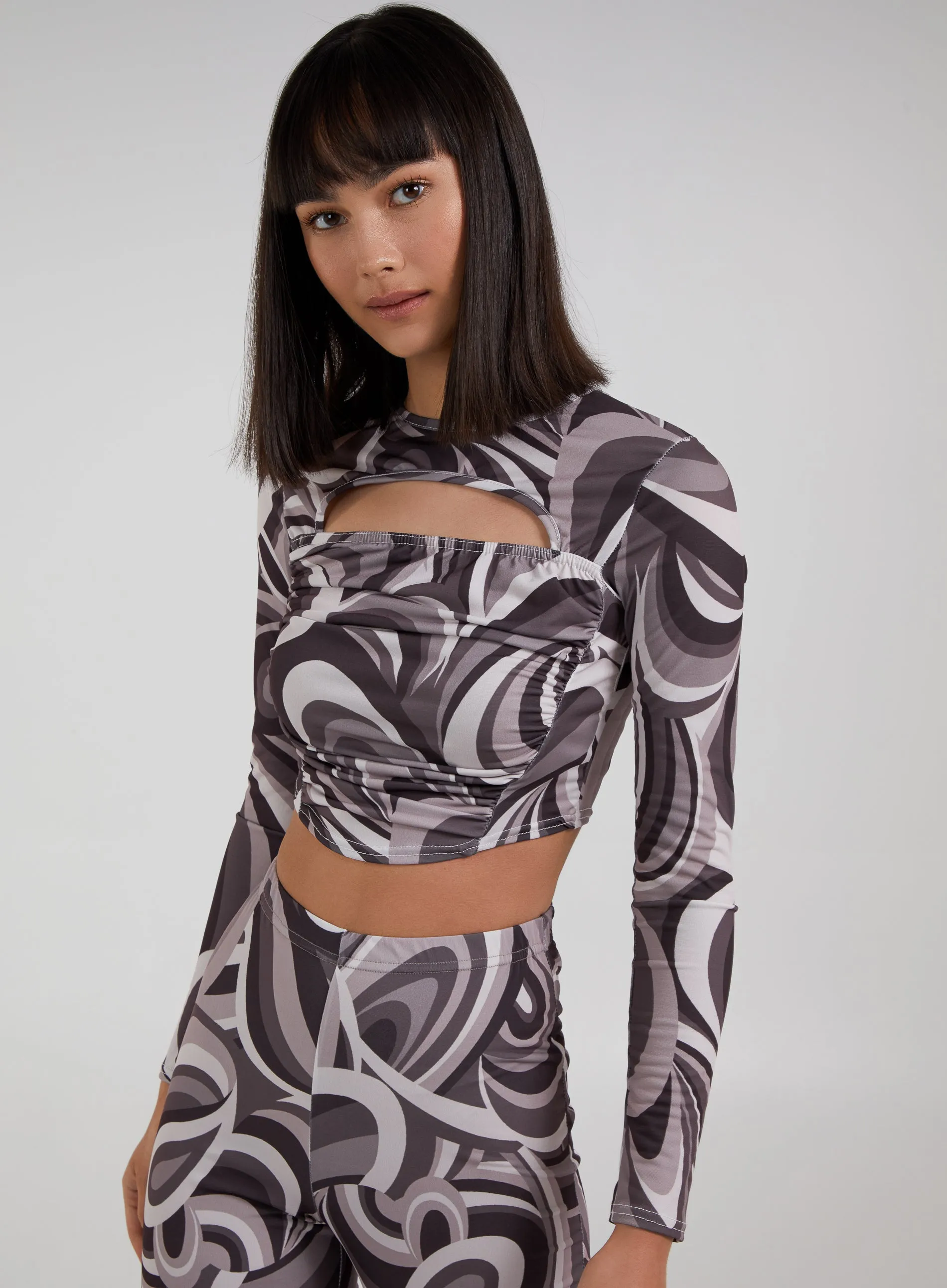 Swirl Print Cut Out Top
