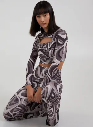 Swirl Print Cut Out Top