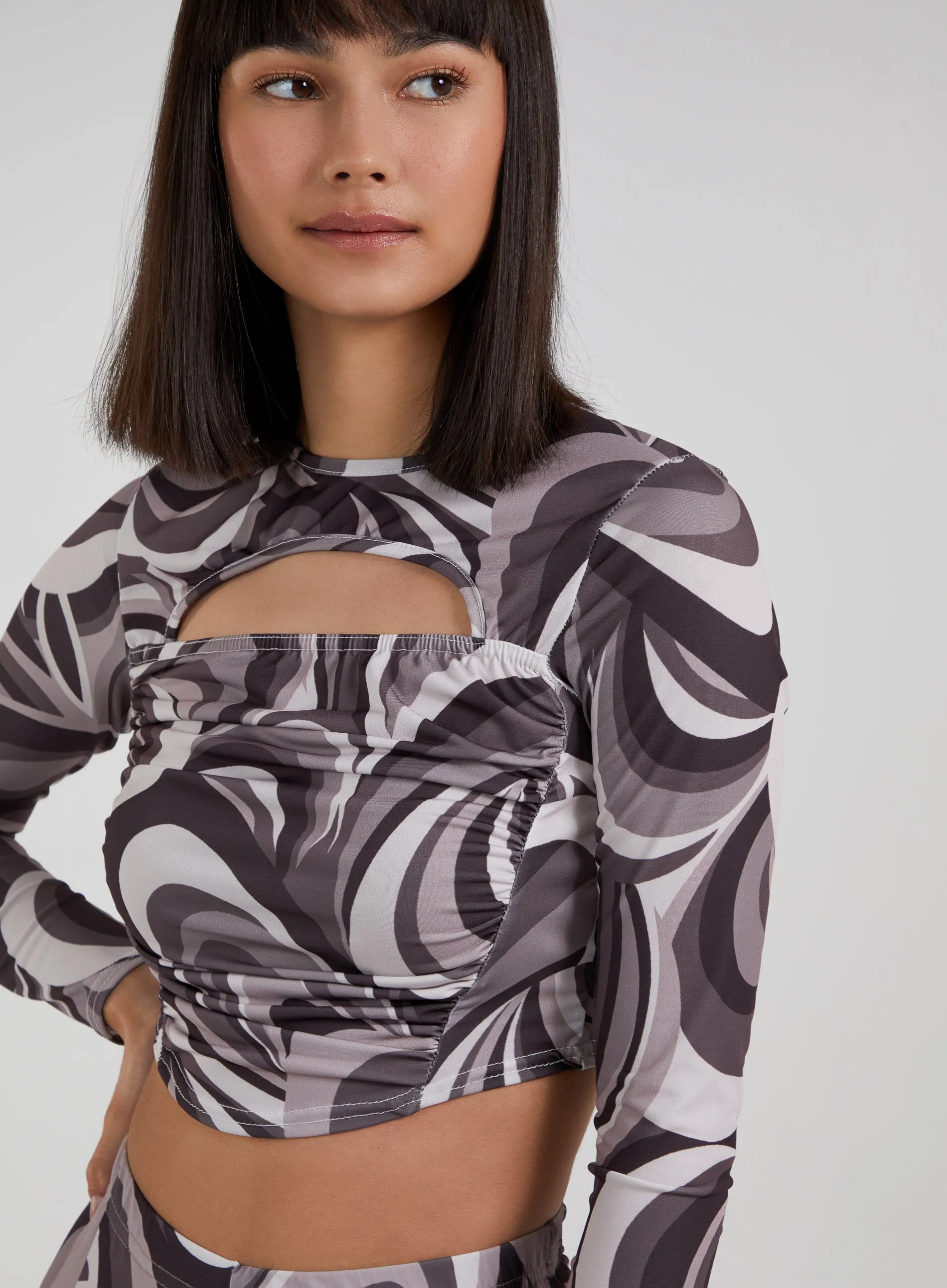 Swirl Print Cut Out Top