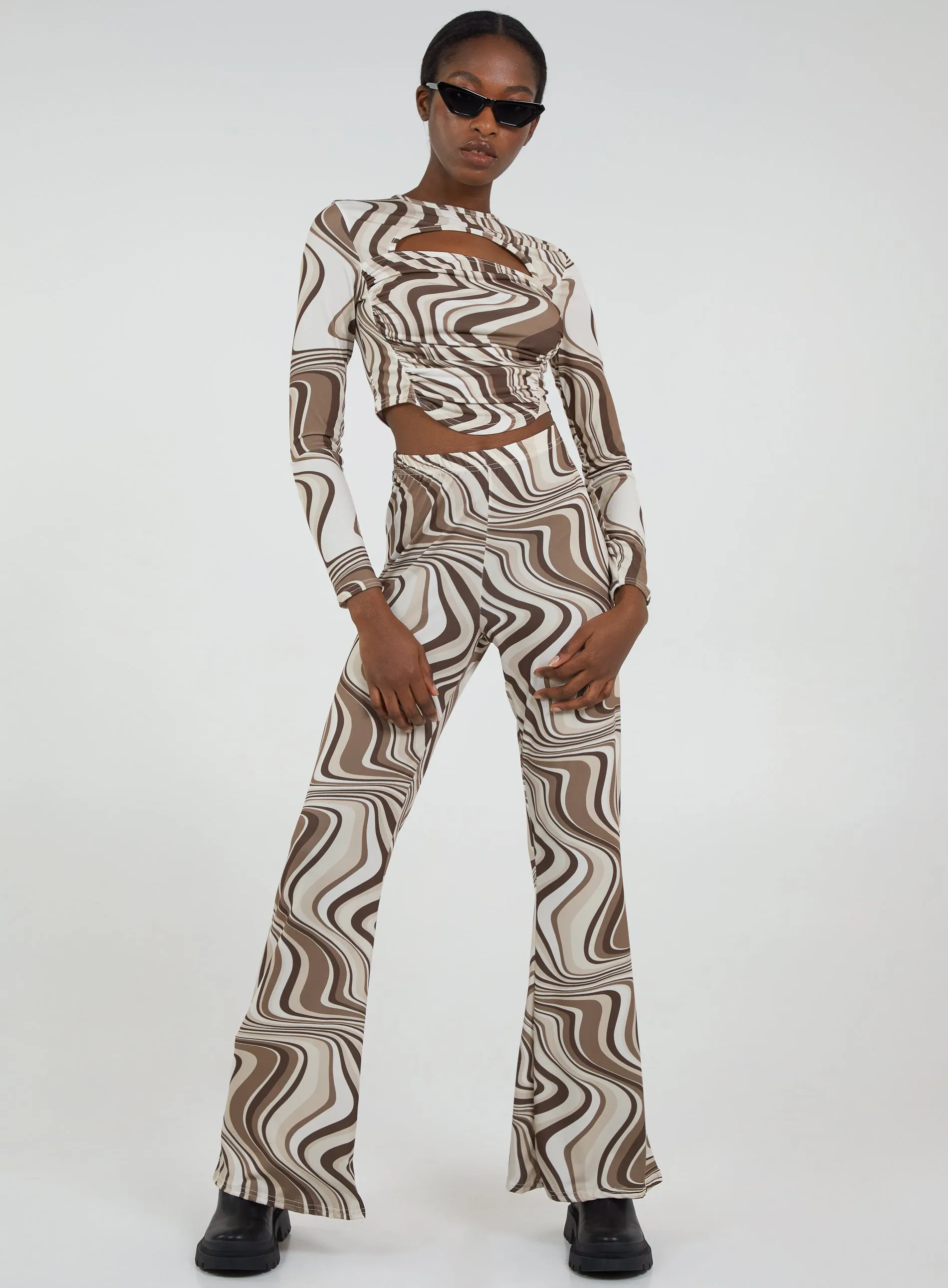 Swirl Print Cut Out Top