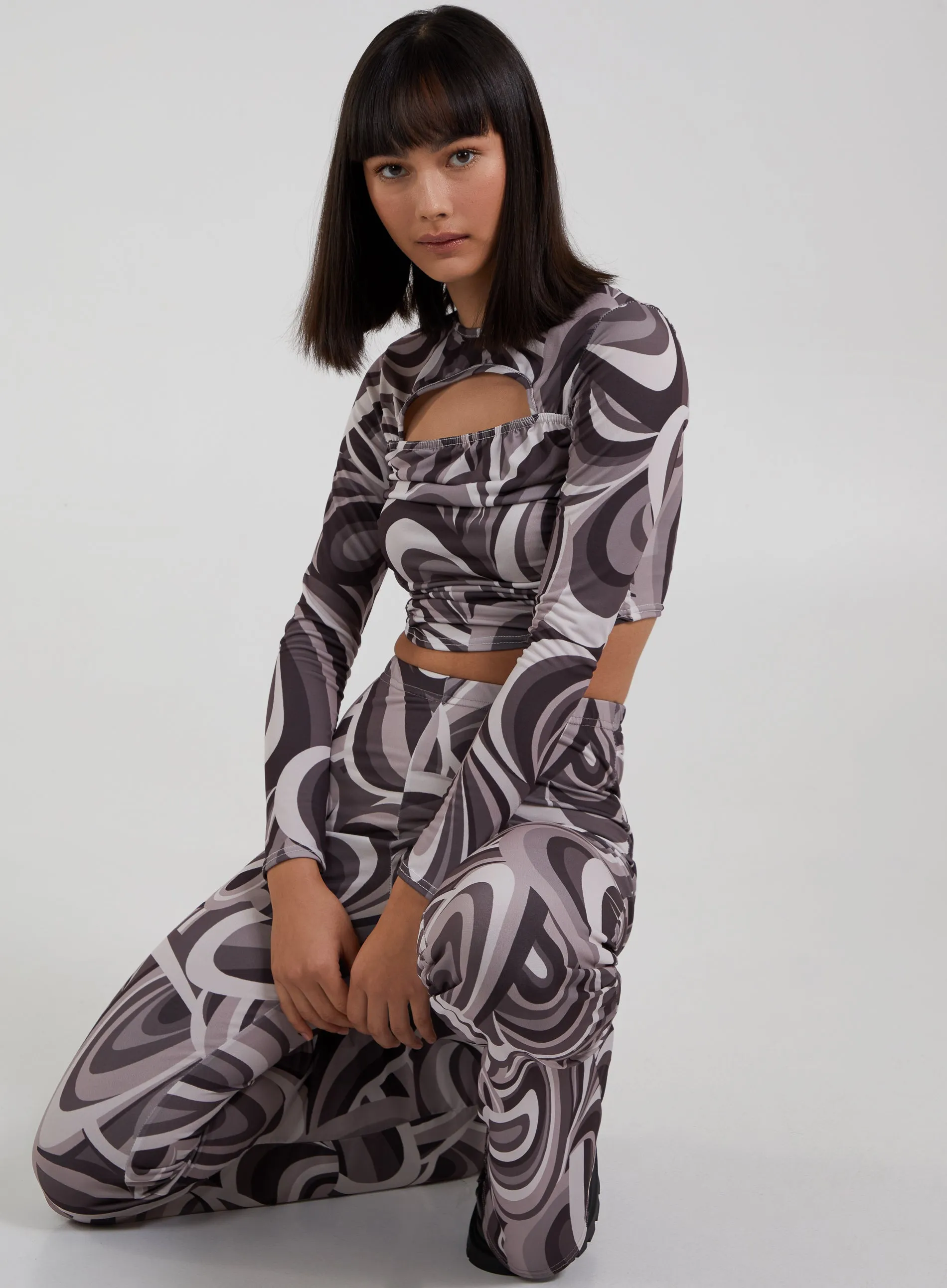 Swirl Print Cut Out Top