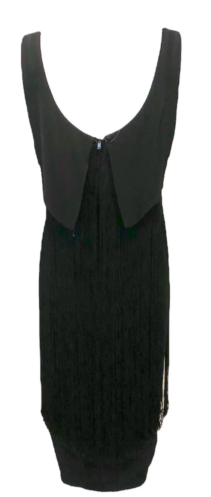Syano 60s Black Cocktail Dress with Long Fringe Skirt