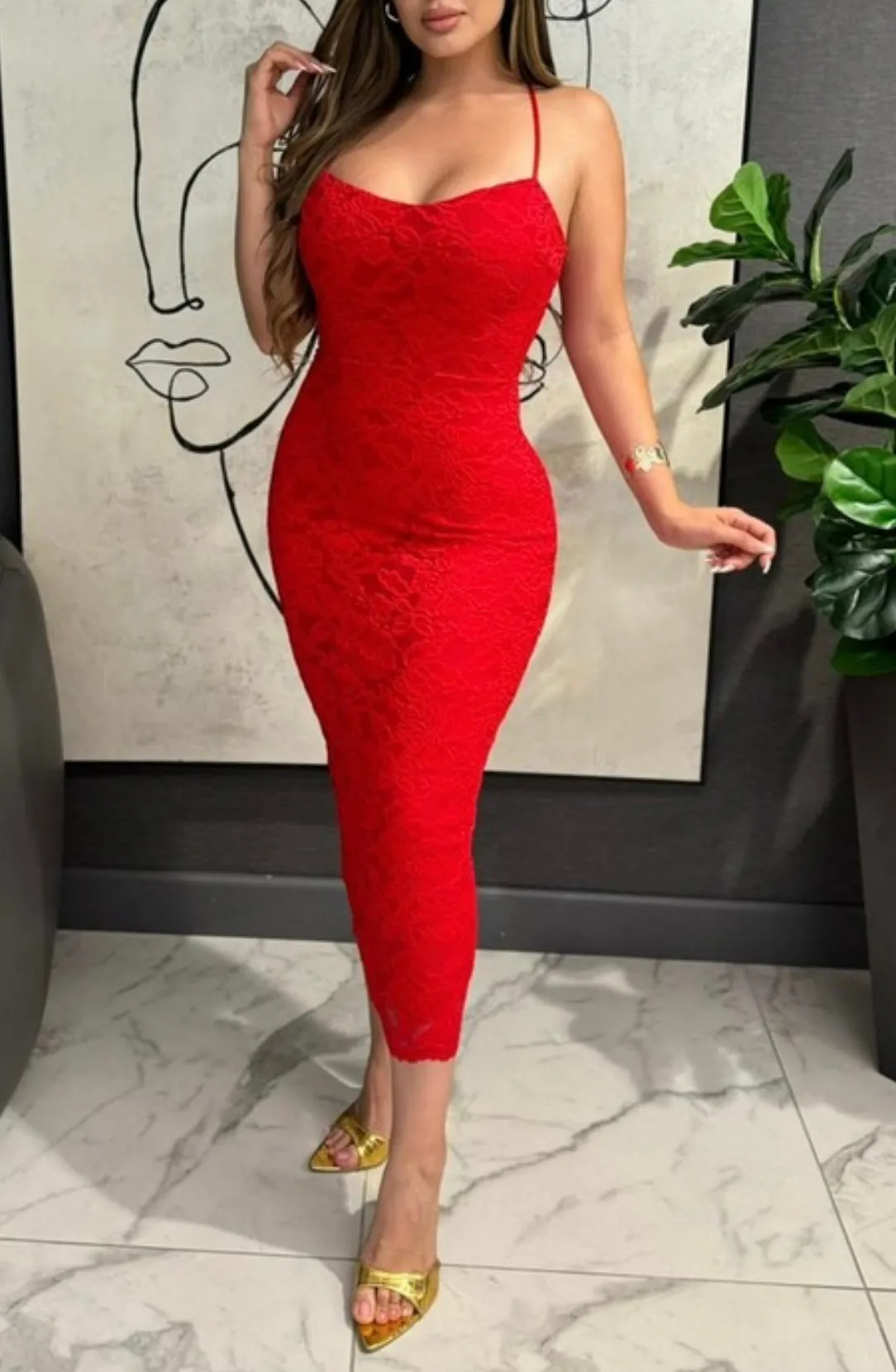 Tally Lace Dress(Red)