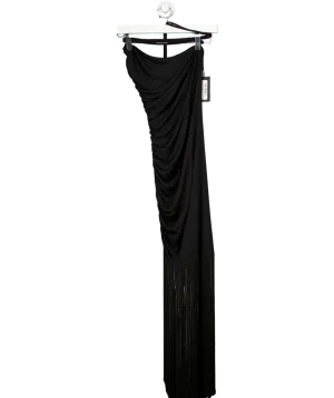 The Andamane Black Rosalia Fringe Draped Jersey Mini Dress UK 10