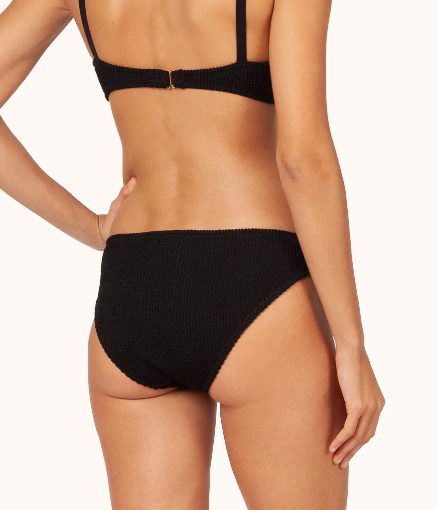 The Swim Ruched Bikini Bottom: Jet Black