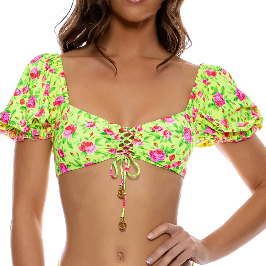 TI AMO - Puff Sleeve Bralette Top