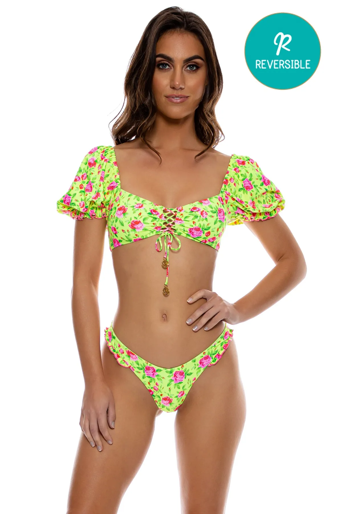 TI AMO - Puff Sleeve Bralette Top